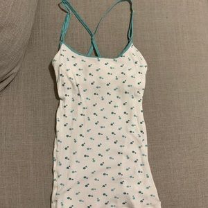 Hollister white with teal dots tank top